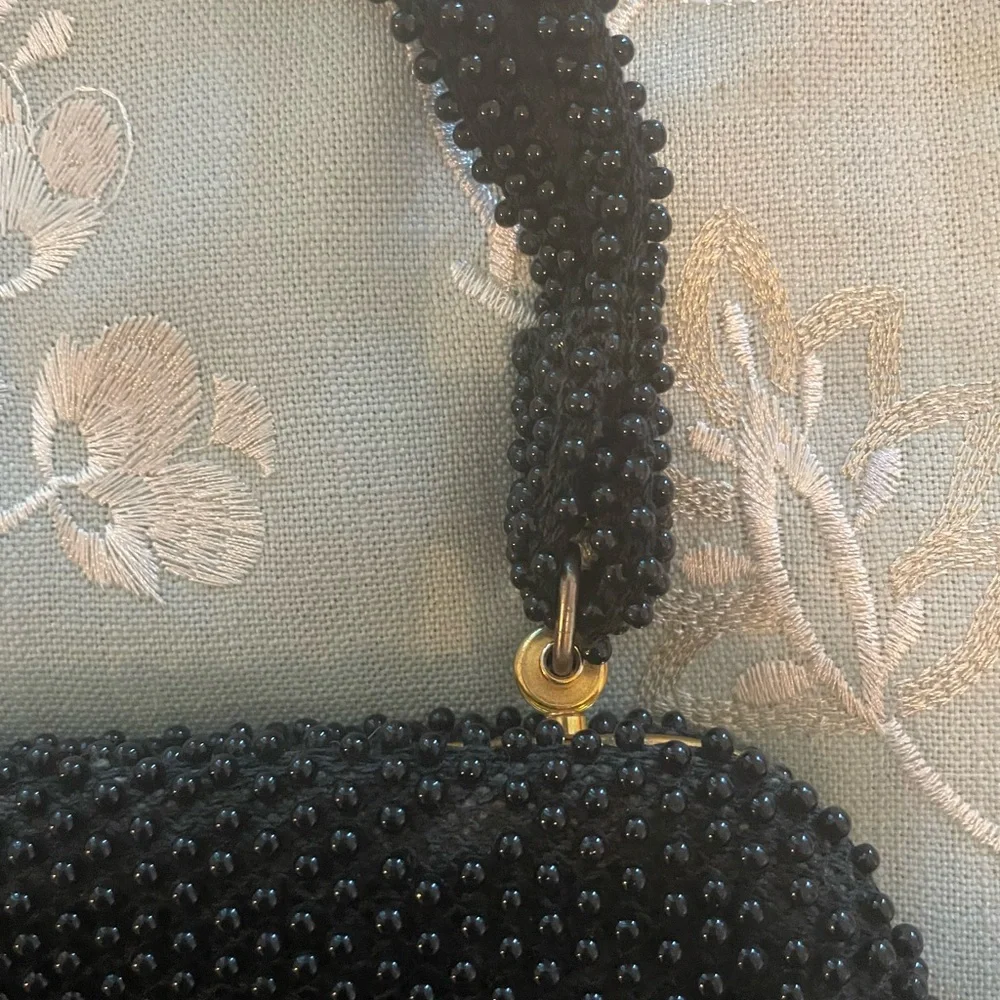 Black Beaded Corde’ Bead Vintage Bag - Picture 5 of 14